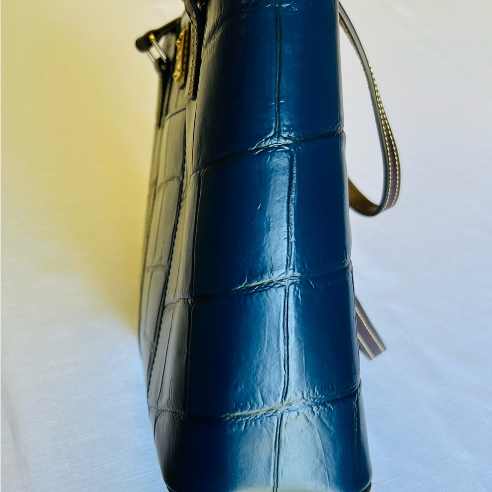 Dooney & Bourke Croc Embossed Small Lexington Tote Bag Midnight Blue EUC - Picture 6 of 16
